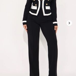 Fashion Nova Black and White Women's Blazer and Pant Set